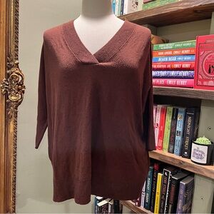 LOFT Deep Brown V-Neck Sweater